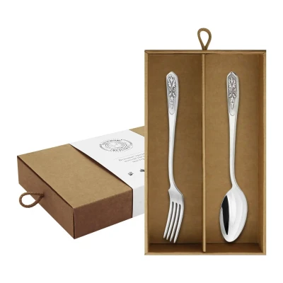 Набор столовый "Визирь": вилка и ложка посеребренный с чернением