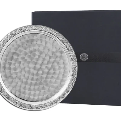 Поднос декоративный никелированный