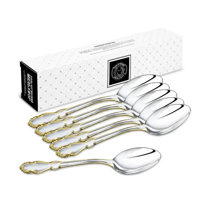 Набор столовых ложек "Лира" посеребренный с позолотой