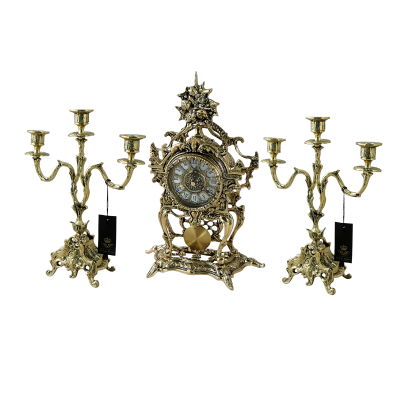 Каминные часы с маятником с канделябрами "Лето", "золото"