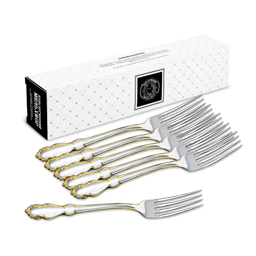 Набор столовых вилок "Лира" посеребренный с позолотой