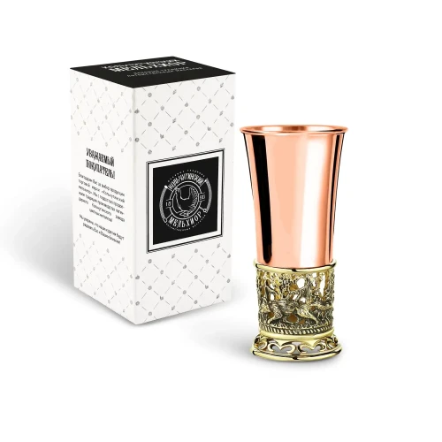 Стопка "Лисья охота" медная с чернью