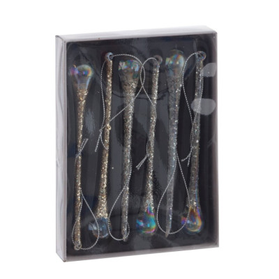 Набор ёлочных игрушек "Сосулька" 6 штук, L2 W2 H13,5 см