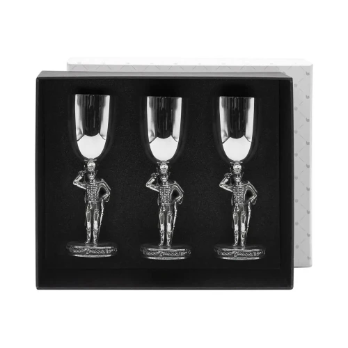 Набор рюмок "Честь имею" посеребренный полированный с чернением