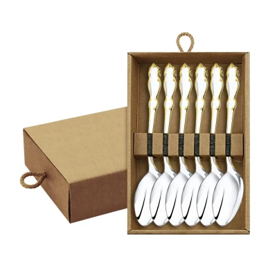 Набор чайных ложек "Лира" посеребренный с позолотой