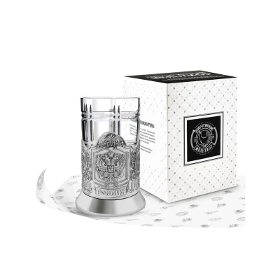 Набор для чая посеребренный "Герб РФ"