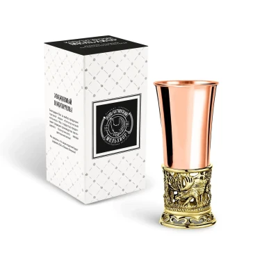 Стопка "Лось" медная с чернью