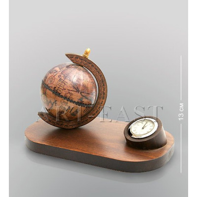 (555) Глобус на подст.с часами H 13 cм