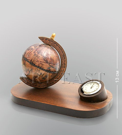 (555) Глобус на подст.с часами H 13 cм