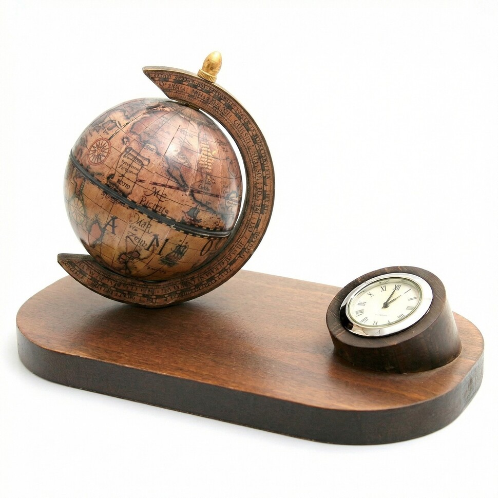 (555) Глобус на подст.с часами H 13 cм