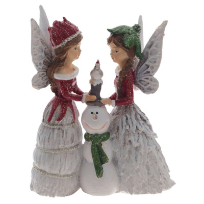 Фигурка декоративная "Феи и снеговик", L8 W3,5 H10 см
