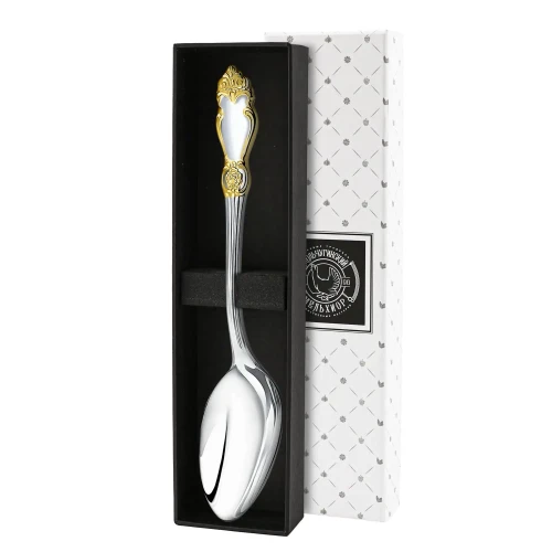 Ложка столовая "Серебряная роза" посеребренная с позолотой Ложка столовая "Серебряная роза" посеребренная с позолотой