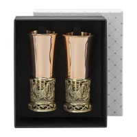 Набор стопок "Глухари" медный с чернью 2 предмета