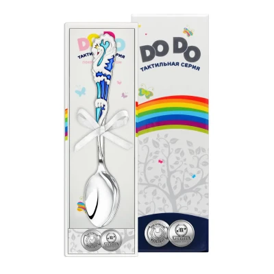 Ложка чайная "Лебедь" посеренная с позолотой и эмалью