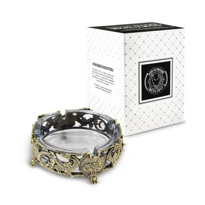 Пепельница "Дракон" латунная с чернением, подарок на Новый год