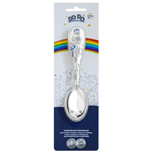 Ложка детская "Божья коровка" с голубой с эмалью в блистере