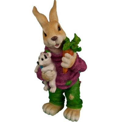 Декоративная садовая фигурка "Кролик с плюшевым мишкой"