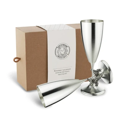 Набор фужеров "Бабочка" медный посеребренный