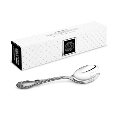 Вилка для салата Серебряная роза посеребренная с чернью