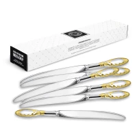 Набор столовых ножей "Пламя" посеребренный с позолотой