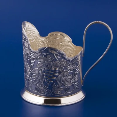 Подстаканник №33 из мельхиора  посеребренный с чернением