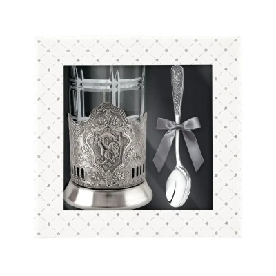 Набор для чая "Глухарь" никелированный с чернением