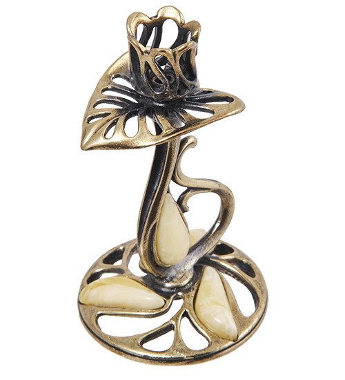 AM-3273/1 Подсвечник "Кувшинка" (латунь, янтарь)