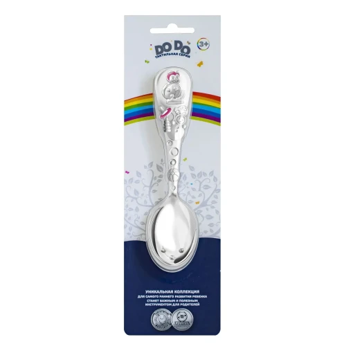 Ложка детская "Божья коровка" с розовой с эмалью в блистере