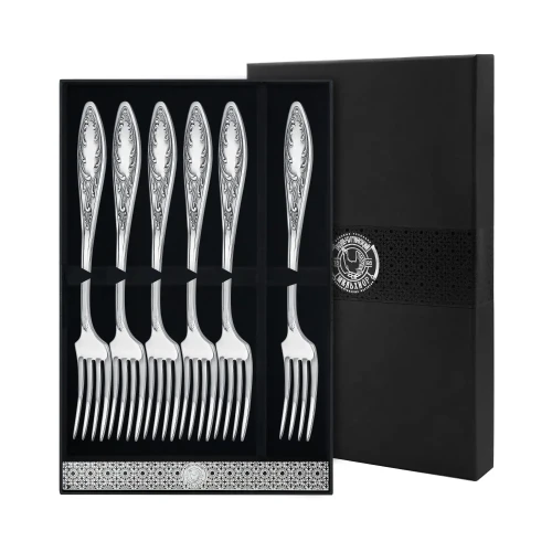 Набор десертной вилки "Пламя"  посеребренный