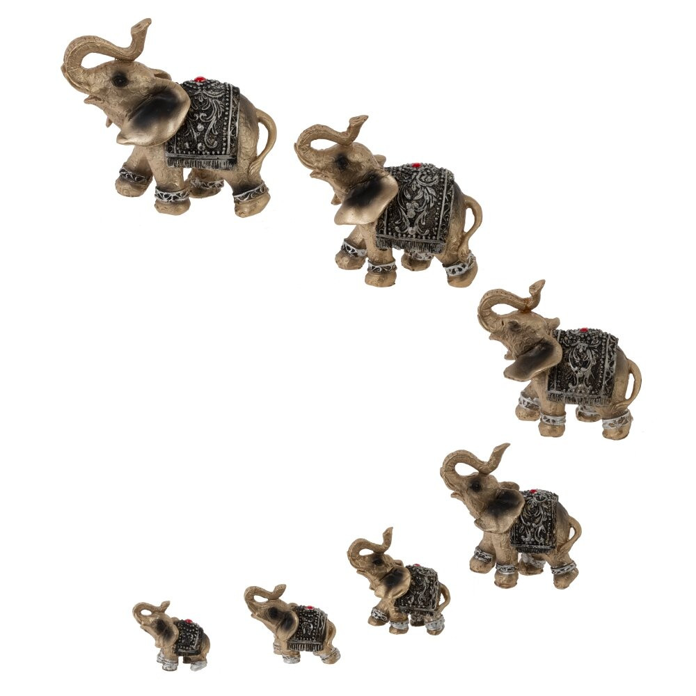 Набор из 7-ми фигурок декоративных "Слон", L13 W9 H15 см