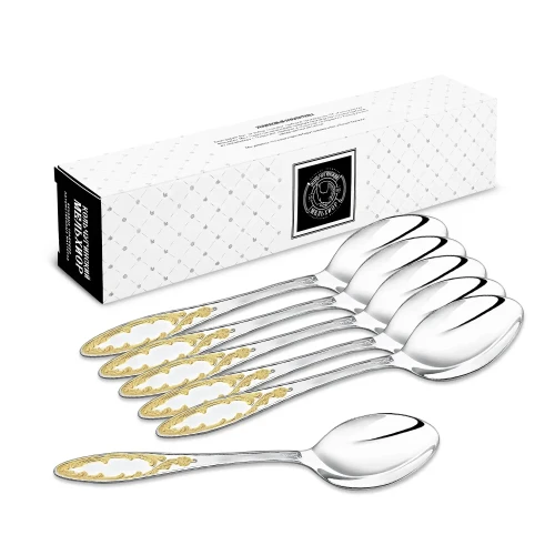 Набор столовых ложек "Пламя" посеребренный с позолотой