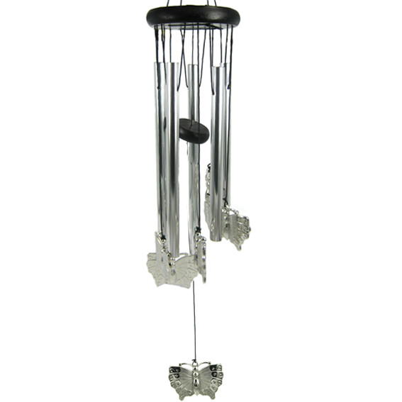 Музыка ветра с Бабочками, 5 трубочек, 63 см, металл