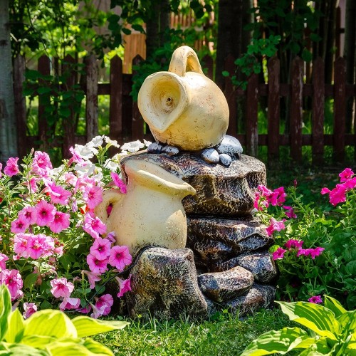 Декоративный фонтан для сада "Два кувшина на камнях"  