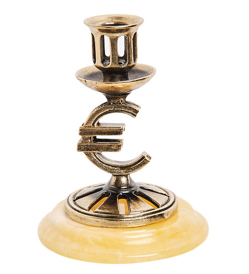 AM-3274/1 Подсвечник "Евро" (латунь, янтарь)