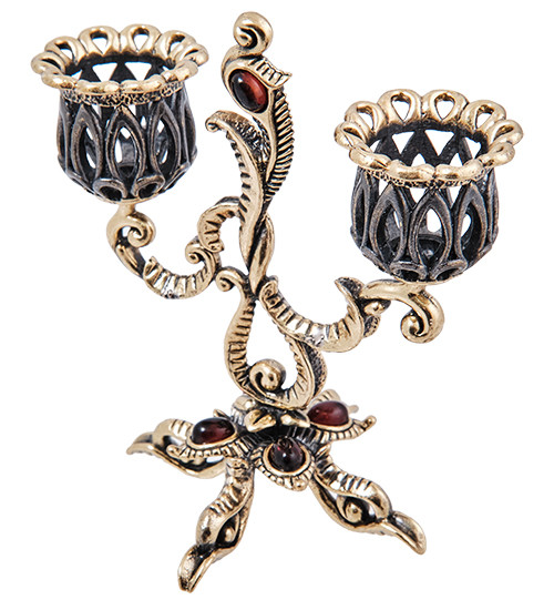 AM-4004 Подсвечник "Канделябр Цветение" (латунь, янтарь)