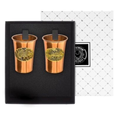 Набор стопок "Рыбацкий" медный с чернением  (Окунь и Лещ)