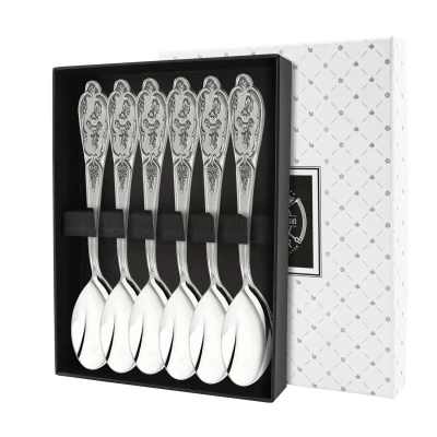 Набор чайных ложек "Весна" с чернением 6 предметов