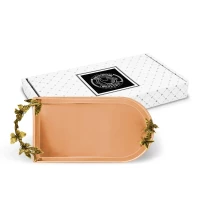 Поднос д/чая с накладками "Бабочки" медный