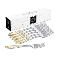 Набор столовых вилок "Пламя" посеребренный с позолотой