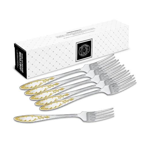 Набор столовых вилок "Пламя" посеребренный с позолотой