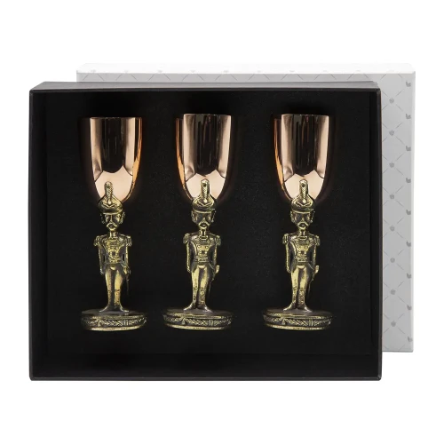 Набор из 3 рюмок "Солдатики" медь-латунь с чернением