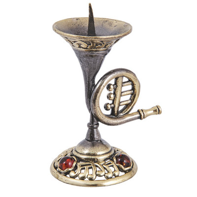 AM-4026 Подсвечник "Подсвечник Тромбон" (латунь, янтарь)