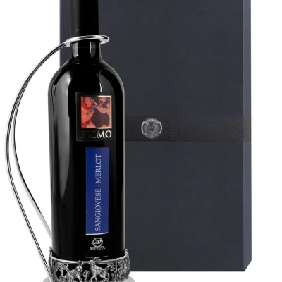 Подставка под бутылку "Зайцы" посеребренная полированная с чернением