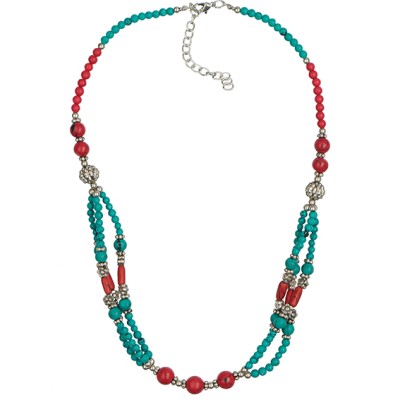FK0720-689 Колье, L26см, имитация бирюзы