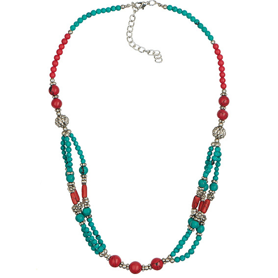 FK0720-689 Колье, L26см, имитация бирюзы