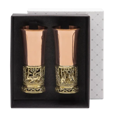 Набор стопок "Лисья охота" медный с чернью 2 предмета