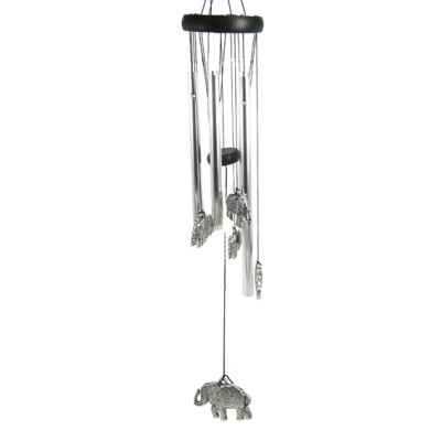 Музыка ветра со Слонами, 5 трубочек, 63 см, металл