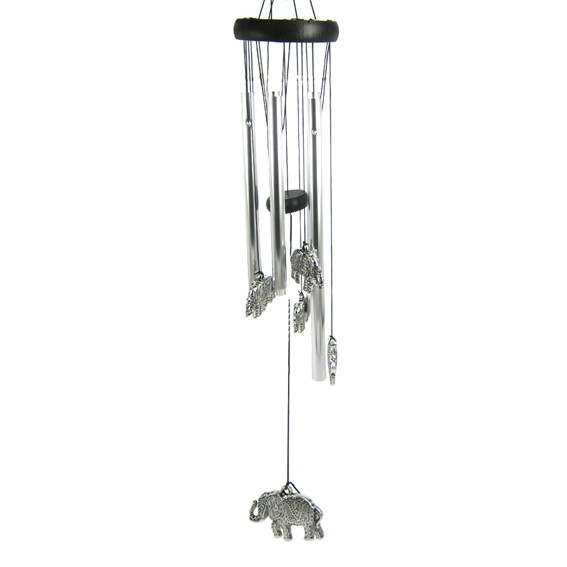 Музыка ветра со Слонами, 5 трубочек, 63 см, металл