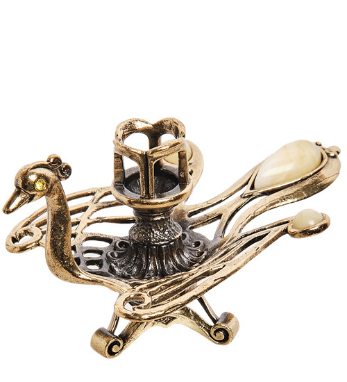 AM-3054/1 Подсвечник "Жар-птица" (латунь, янтарь)