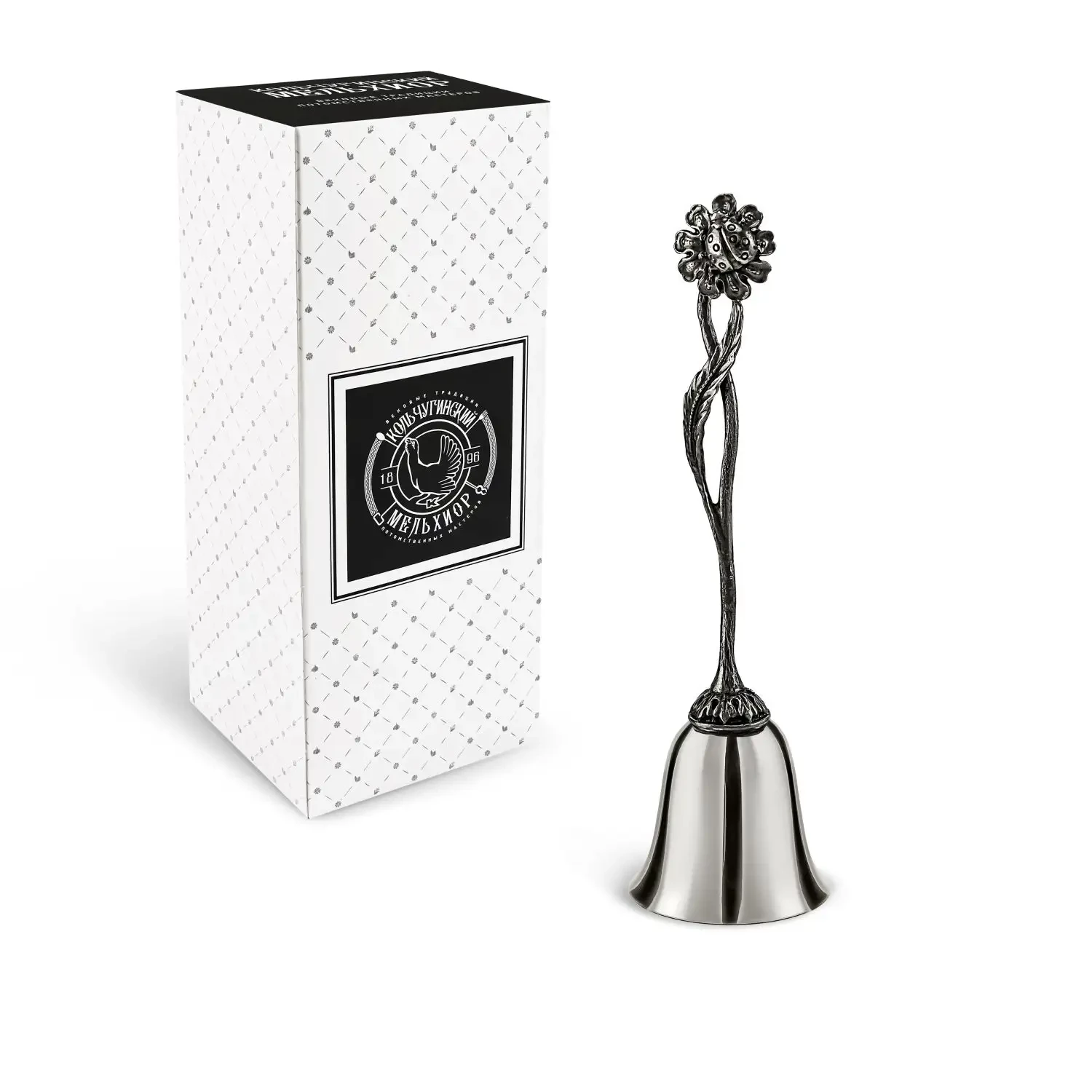 Колокольчик "Ромашка" никелированный с чернением